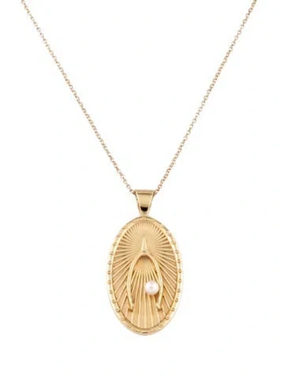 Pre-owned Jane Win Pearl Wishbone Pendant Necklace, 20" In Multicolor