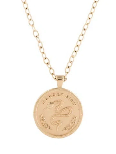 Pre-owned Jane Win Protect Coin Pendant Necklace, 32" In Multicolor