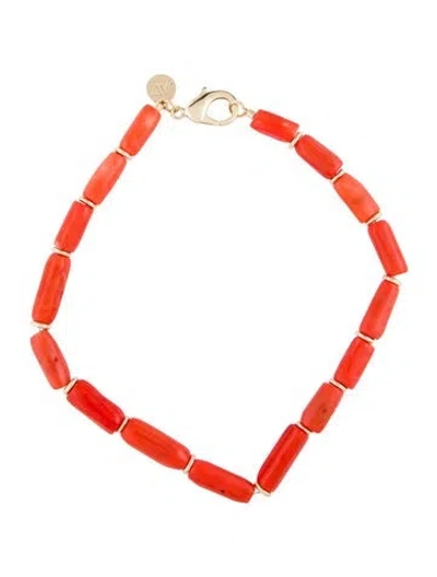 Pre-owned Jane Win Stone Beaded Tube Necklace, 16" In Multi