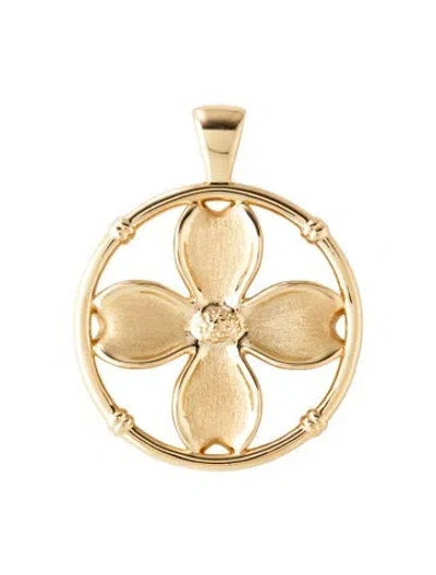 Pre-owned Jane Win Textured Flower Coin Pendant, 1.5" In Multicolor