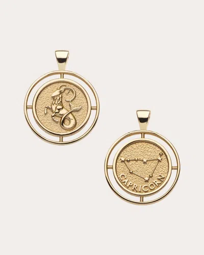 Jane Win Women's Capricorn Small Zodiac Coin Pendant Necklace In Gold