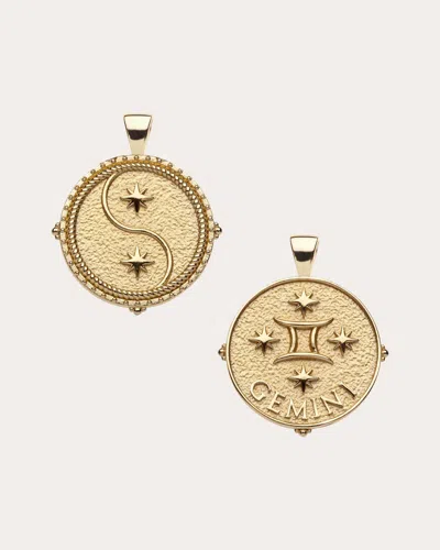 Jane Win Women's Gemini Small Zodiac Coin Pendant Necklace In Gold