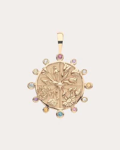 Jane Win Women's Hope Petite Embellished Coin Pendant Necklace In Gold