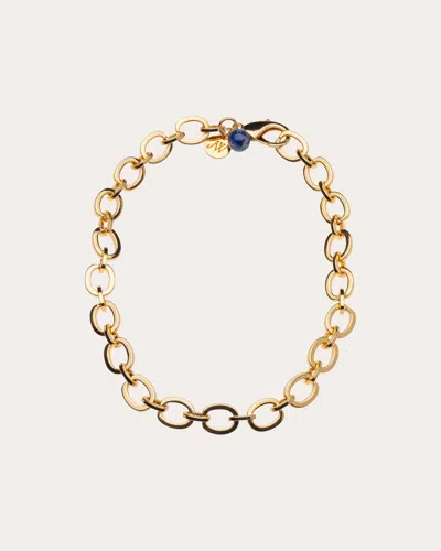 Jane Win Women's Lapis Lazuli Chunky Link Chain Necklace In Gold