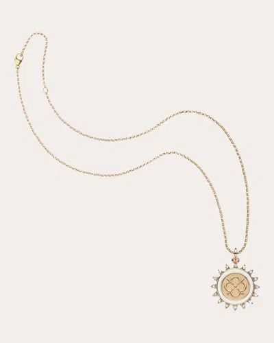 Jane Win Women's Moonstone Love Petite Coin Pendant Necklace In Gold