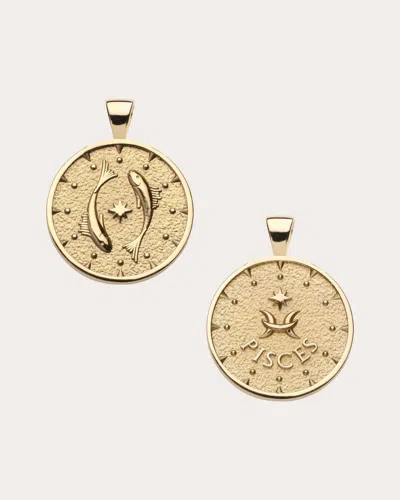 Jane Win Women's Pisces Small Zodiac Coin Pendant Necklace In Gold