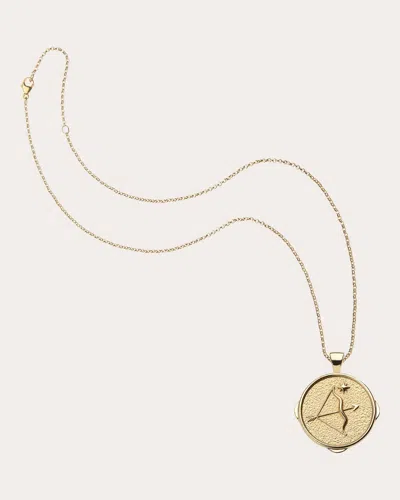 Jane Win Women's Sagittarius Small Zodiac Coin Pendant Necklace In Gold