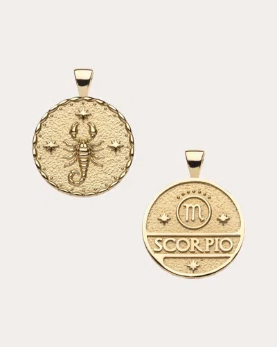Jane Win Women's Scorpio Small Zodiac Coin Pendant Necklace In Gold