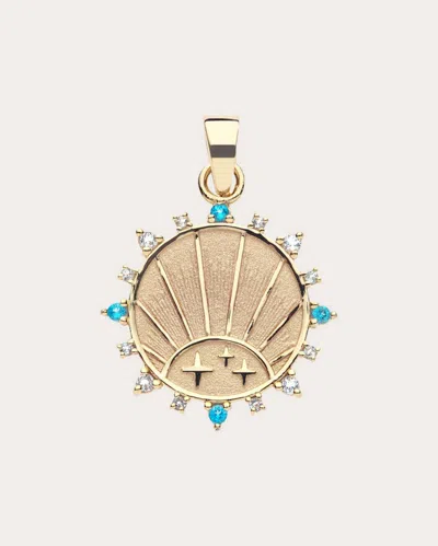 Jane Win Women's Topaz & Aquamarine Strong Petite Coin Necklace In Gold