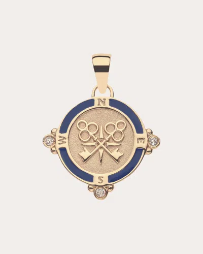 Jane Win Women's Topaz Forever Petite Coin Pendant Necklace In Gold/navy