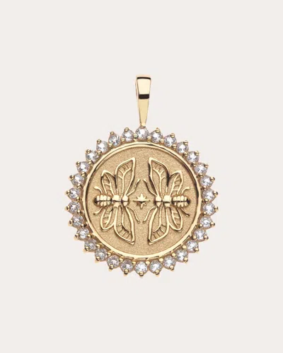 Jane Win Women's Topaz Sisters Forever Petite Coin Pendant Necklace In Gold