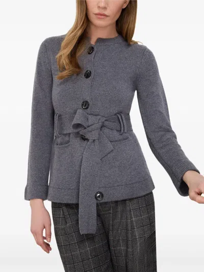 Jane Winter Belted Cardigan In Gray