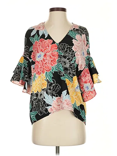 Pre-owned Jane Wood Short Sleeve Blouse In Black