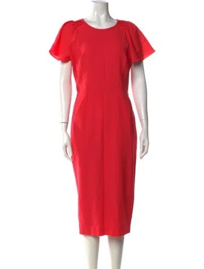 Pre-owned Jane Wool Midi Length Dress In Orange