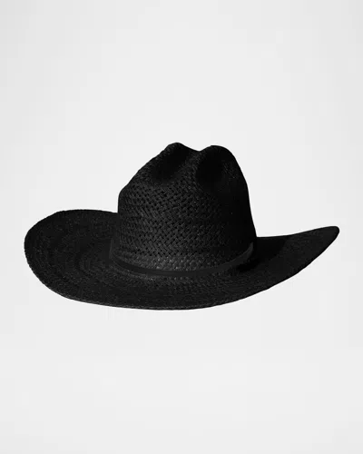Janessa Leone Aiden Straw Western Hat In Black