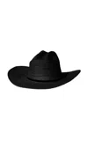 Janessa Leone Aiden Western Straw Fedora In Black