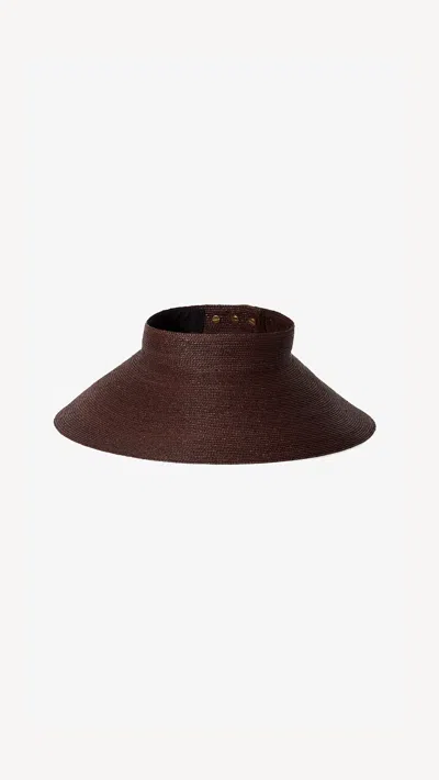Janessa Leone Birdie Wide-brimmed Raffia Visor In Burgundy