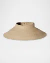 Janessa Leone Birdie Wide-brimmed Raffia Visor In Brown