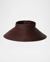 Janessa Leone Birdie Wide-brimmed Raffia Visor In Burgundy