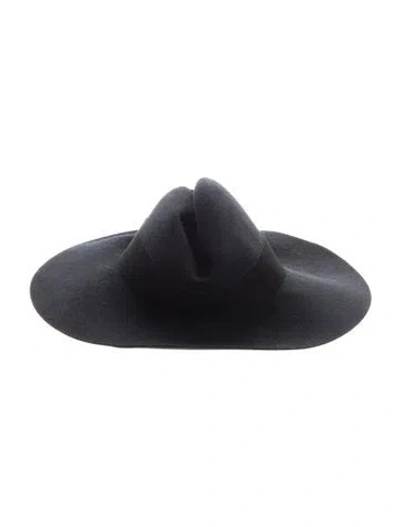 Pre-owned Janessa Leone Black Wool Cowboy Hat