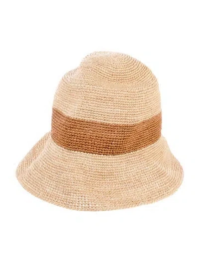 Pre-owned Janessa Leone Brown Straw Janessa Panama Hat