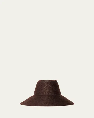 Janessa Leone Colette Wide-brim Raffia Hat In Chocolate