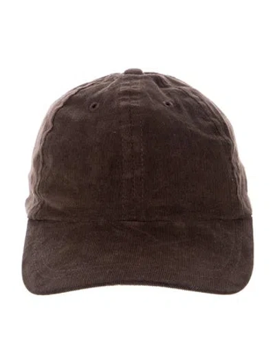 Pre-owned Janessa Leone Corduroy Baseball Cap In Brown