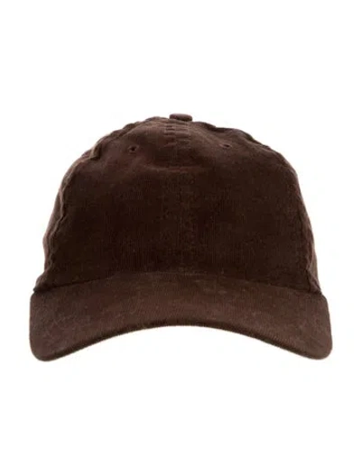 Pre-owned Janessa Leone Corduroy Baseball Hat In Brown