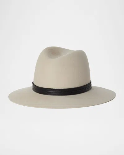 JANESSA LEONE CORINNE BELTED WOOL FEDORA HAT