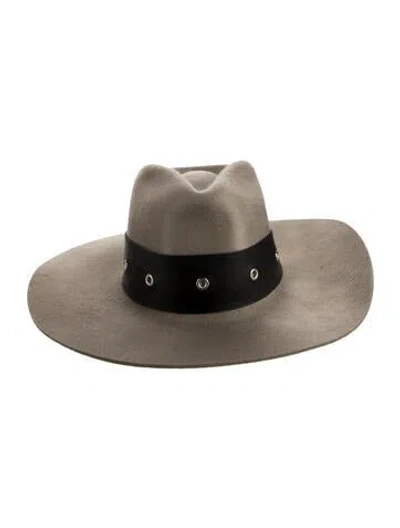 Pre-owned Janessa Leone Fedora Hat In Brown