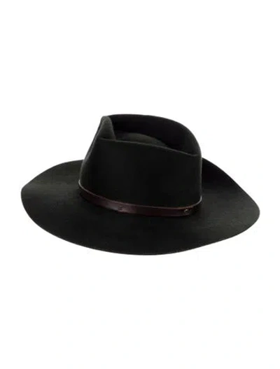 Pre-owned Janessa Leone Fedora Hat In Green