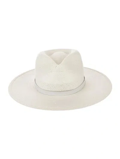 Pre-owned Janessa Leone Fedora Hat In White