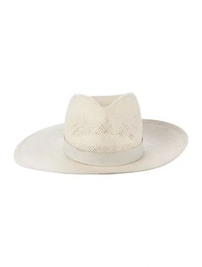 Pre-owned Janessa Leone Fedora Hat In White