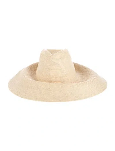 Pre-owned Janessa Leone Fedora Straw Hat In Neutral