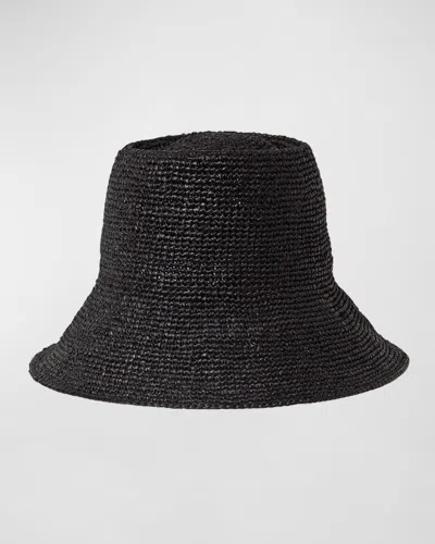 Janessa Leone Felix Large Brim Straw Hat In Black
