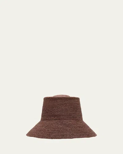 Janessa Leone Felix Large Brim Straw Hat In Dkbrwn