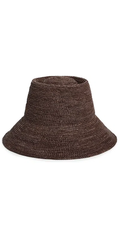 Janessa Leone Felix Raffia Hat Dark Earth