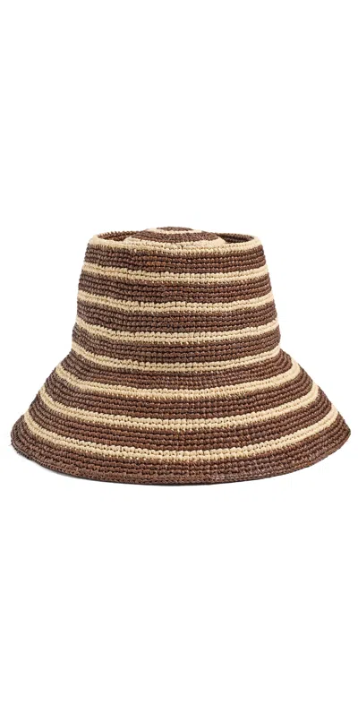 Janessa Leone Felix Straw Hat Walnut Stripe