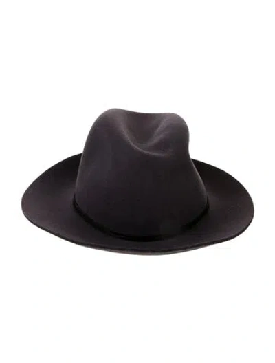Pre-owned Janessa Leone Felt Fedora In Gray