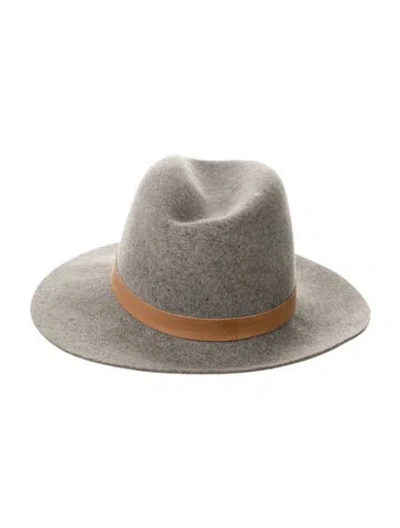 Pre-owned Janessa Leone Felt Gambler Hat In Gray