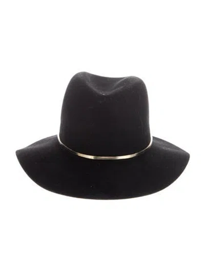Pre-owned Janessa Leone Felt Sun Hat In Black