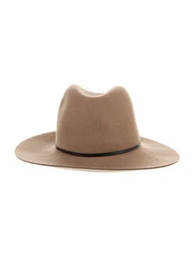 Pre-owned Janessa Leone Felt Wide-brim Fedora In Brown