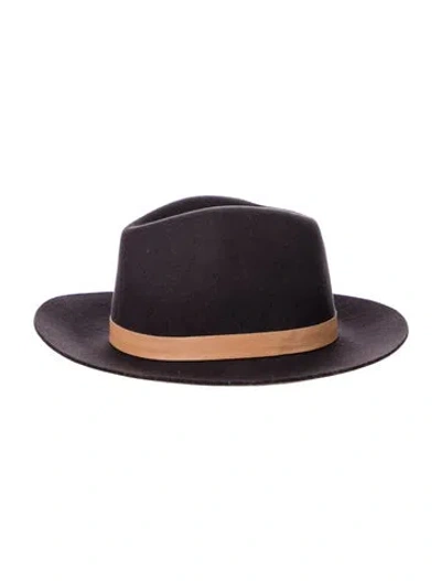 Pre-owned Janessa Leone Felted Wool Fedora Hat In Brown