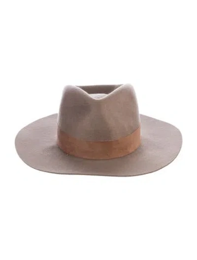Pre-owned Janessa Leone Felted Wool Western Hat In Brown