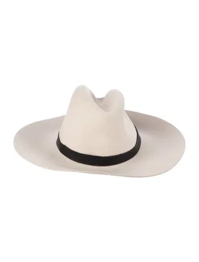 Pre-owned Janessa Leone Fitted Wide Brim Hat In Neutral