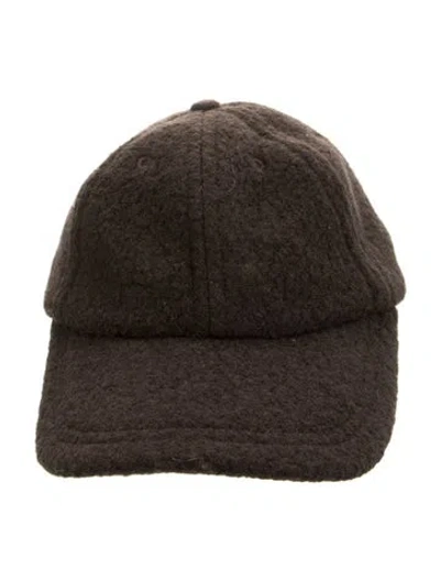 Pre-owned Janessa Leone Fleece Baseball Cap In Brown