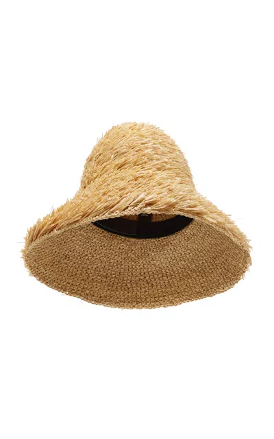 Janessa Leone Gabi Raffia Bucket Hat In Brown