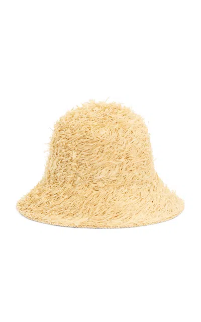 Janessa Leone Gabi Raffia Straw Bucket Hat In Neutral
