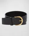 Janessa Leone Golden Buckle Leather Belt In Black