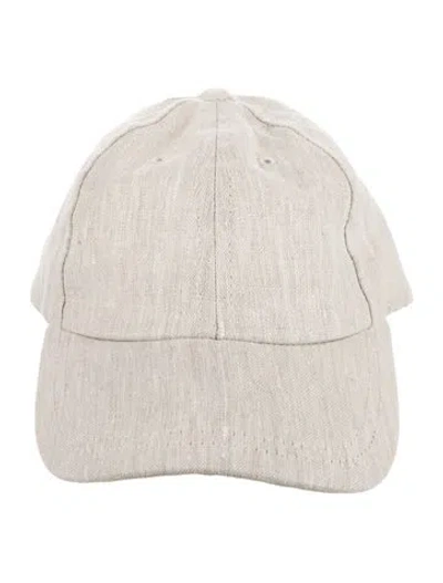 Pre-owned Janessa Leone Grey Linen Baseball Cap